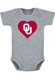 Oklahoma Sooners Baby Grey Heart Short Sleeve One Piece