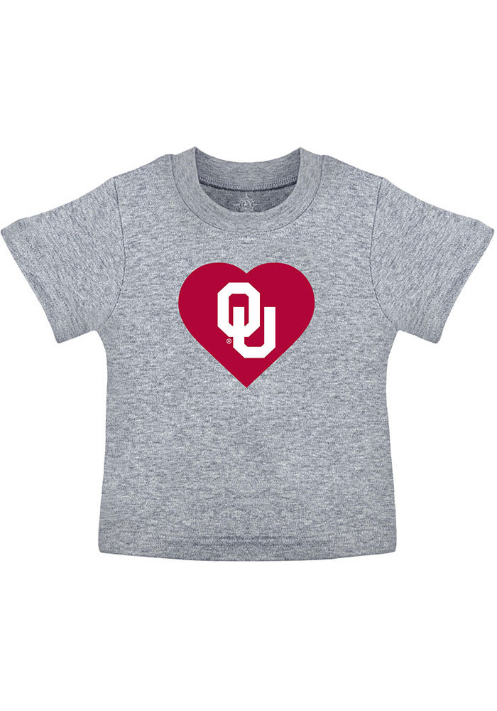 Oklahoma Sooners Toddler Girls Grey Heart Short Sleeve T-Shirt