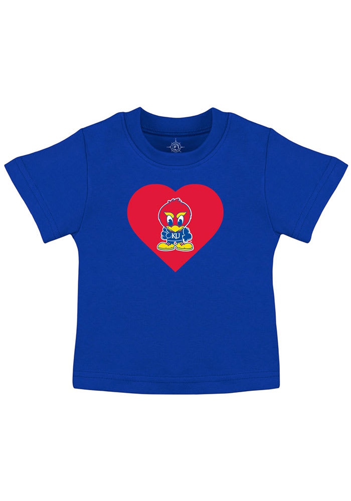 Kansas Jayhawks Toddler Girls Blue Heart Baby Jay Short Sleeve T-Shirt