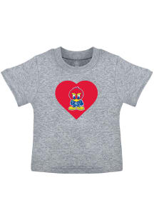 Kansas Jayhawks Toddler Girls Grey Heart Baby Jay Short Sleeve T-Shirt