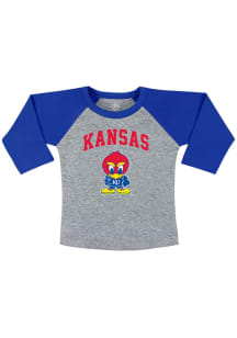 Kansas Jayhawks Toddler Grey Arch Baby Jay Raglan Long Sleeve T-Shirt