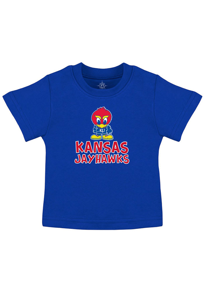 Kansas Jayhawks Toddler Blue Playful Baby Jay Short Sleeve T-Shirt