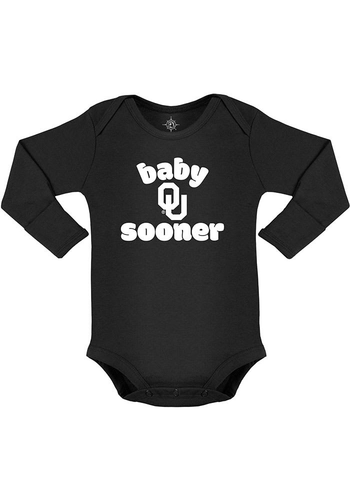 Oklahoma Sooners Baby Black Baby Sooner Long Sleeve One Piece