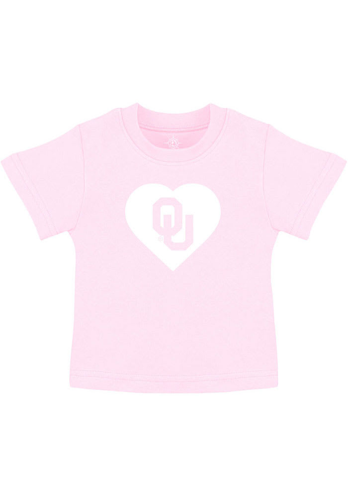 Oklahoma Sooners Toddler Girls Pink Heart Short Sleeve T-Shirt