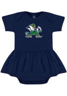 Notre Dame Fighting Irish Baby Girls Navy Blue Picot Short Sleeve Dress