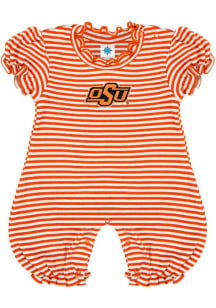 Oklahoma State Cowboys Baby Orange Striped Puff Sleeve Short Sleeve One Piece