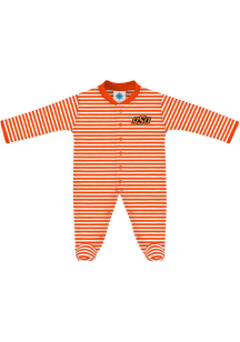 Oklahoma State Cowboys Baby Orange Striped Footed Loungewear One Piece Pajamas