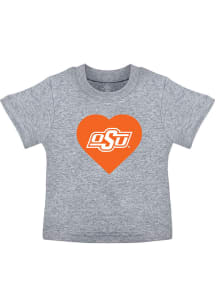 Oklahoma State Cowboys Toddler Girls Grey Heart Short Sleeve T-Shirt