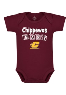 Central Michigan Chippewas Baby Maroon Baby Block  Mascot Short Sleeve One Piece