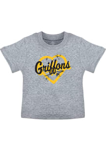 Missouri Western Griffons Toddler Girls Grey Heart Short Sleeve T-Shirt