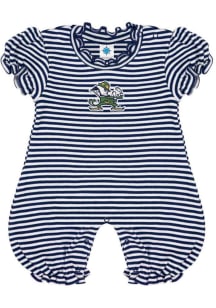 Notre Dame Fighting Irish Baby Navy Blue Striped Puff Sleeve Short Sleeve One Piece