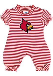 Louisville Cardinals Baby Red Striped Puff Sleeve Short Sleeve One Piece