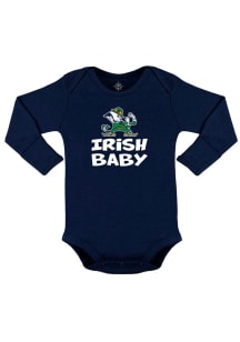 Notre Dame Fighting Irish Baby Navy Blue Baby Mascot Long Sleeve One Piece