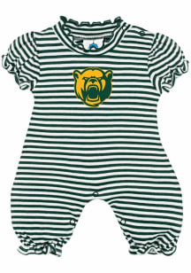 Baylor Bears Baby Green Striped Puff Sleeve Short Sleeve One Piece