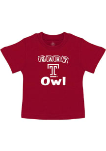 Temple Owls Infant Baby Block Short Sleeve T-Shirt Red