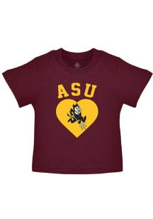 Arizona State Sun Devils Toddler Girls Maroon Heart Short Sleeve T-Shirt