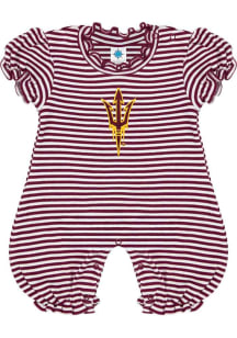 Arizona State Sun Devils Baby Maroon Stripe Puff Sleeve Short Sleeve One Piece