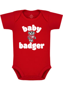 Baby Red Wisconsin Badgers Baby Mascot Short Sleeve One Piece
