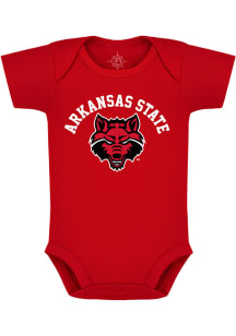 Arkansas State Red Wolves Baby Red Arch Mascot Short Sleeve One Piece