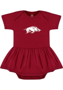 Arkansas Razorbacks Baby Girls Cardinal Picot Short Sleeve Dress