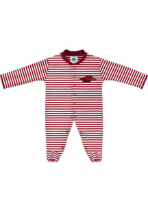 Arkansas Razorbacks Baby Cardinal Stripe Loungewear One Piece Pajamas