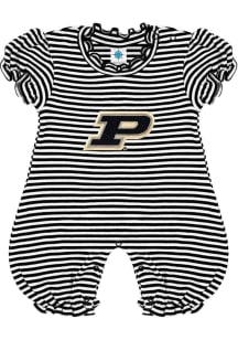 Purdue Boilermakers Baby Black Stripe Puff Sleeve Short Sleeve One Piece