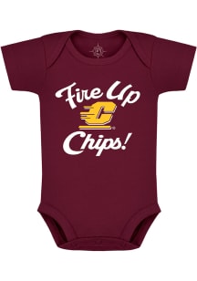 Central Michigan Chippewas Baby Maroon Fire Up Short Sleeve One Piece