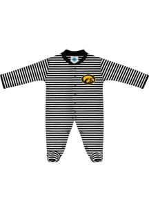 Iowa Hawkeyes Baby Black Stripe Loungewear One Piece Pajamas