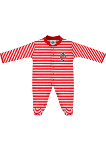 Wisconsin Badgers Baby Red Striped Footed Loungewear One Piece Pajamas