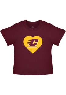 Central Michigan Chippewas Toddler Girls Maroon Heart Short Sleeve T-Shirt