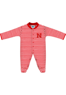Nebraska Cornhuskers Baby Red Stripe Loungewear One Piece Pajamas