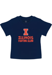 Infant Navy Blue Illinois Fighting Illini Playful Short Sleeve T-Shirt