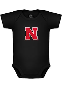 Nebraska Cornhuskers Baby Black Primary Logo Short Sleeve One Piece