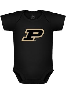 Baby Black Purdue Boilermakers Primary Logo Short Sleeve One Piece