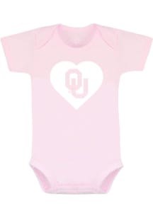 Oklahoma Sooners Baby Pink Heart Short Sleeve One Piece