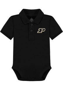 Purdue Boilermakers Baby Black Primary Logo Creeper Short Sleeve One Piece Polo