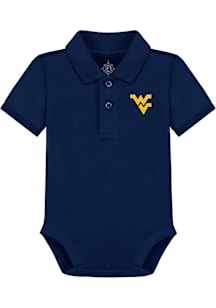 West Virginia Mountaineers Baby Blue Primary Logo Creeper Short Sleeve One Piece Polo