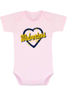 Baby Pink Michigan Wolverines Pink Short Sleeve One Piece