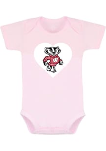 Wisconsin Badgers Baby Pink Pink Short Sleeve One Piece