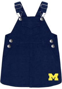 Baby Girls Navy Blue Michigan Wolverines Jumper Short Sleeve Dress