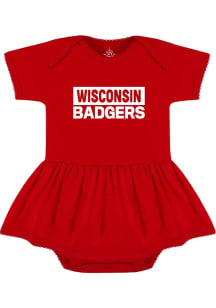 Wisconsin Badgers Baby Girls Red Picot Short Sleeve Dress