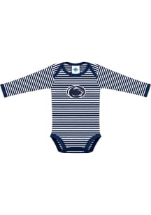 Baby Navy Blue Penn State Nittany Lions Stripe Long Sleeve One Piece
