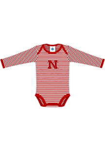 Nebraska Cornhuskers Baby Red Stripe Long Sleeve One Piece