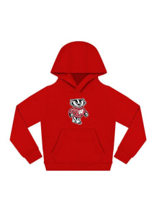 Toddler Red Wisconsin Badgers Primary Logo Long Sleeve Hooded Sweatshirt