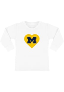 Toddler Girls Navy Blue Michigan Wolverines Heart Long Sleeve T Shirt