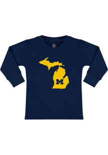 Toddler Navy Blue Michigan Wolverines State Long Sleeve T-Shirt