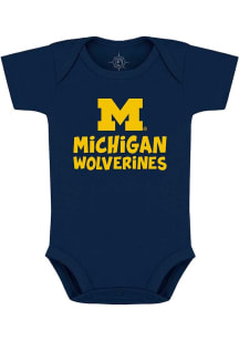 Baby Navy Blue Michigan Wolverines Playful Short Sleeve One Piece