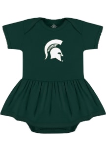 Baby Girls Green Michigan State Spartans Picot Short Sleeve Dress