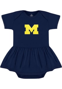 Baby Girls Blue Michigan Wolverines Picot Short Sleeve Dress