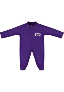 TCU Horned Frogs Baby Purple Footed Loungewear One Piece Pajamas